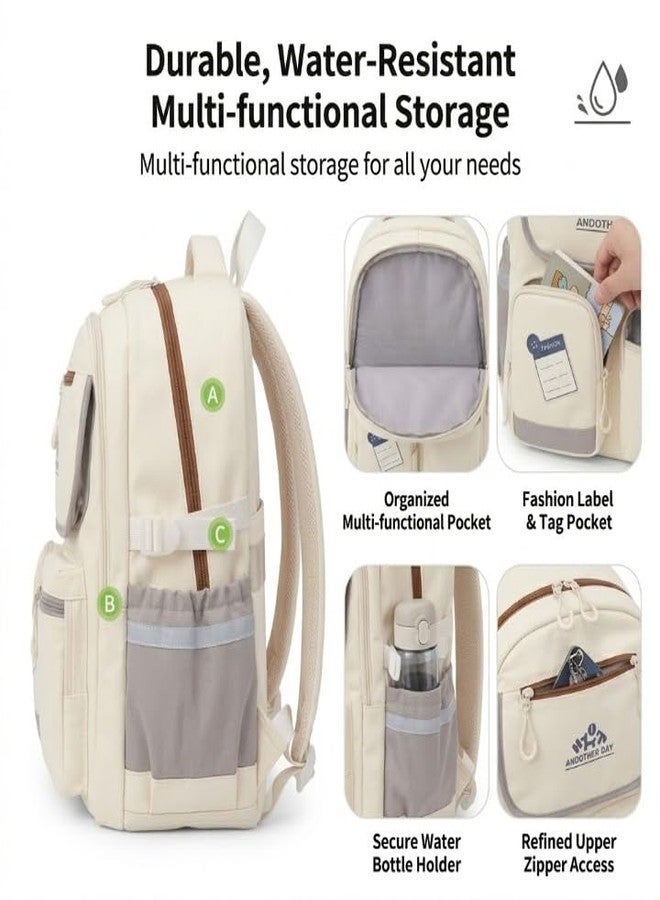 حقائب ظهر ميروكس للبنات والأولاد والنساء مزودة بجيوب متعددة، حقيبة كمبيوتر محمول ذات سعة كبيرة، حقائب كتب مقاومة للماء للمدرسة والدروس الخصوصية والجامعة والتخييم والسفر (أسود) - Image 5