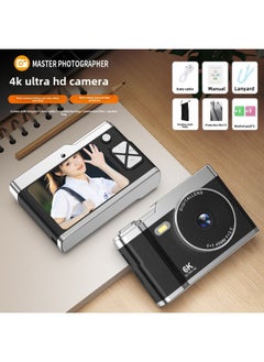 High-definition Digital Student Party Camera Camera Campus Retro CCD Double Vlog Camera Travel Convenient Entry-level-Body Color:X8 Black -64g Memory Card [apple