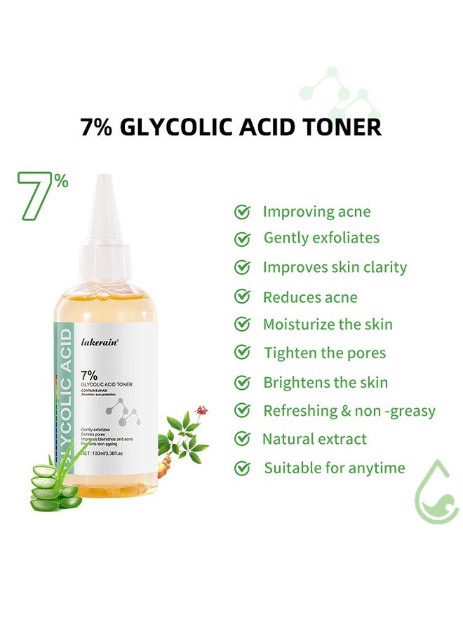 lakerain 7% Glycolic Acid Toner, Removing Acne, Reducing Acne Marks, Removing Closed Mouth Acne, And Repairing The Skin, Exfoliating Serum For Face, Hydrates And Reduces Skin Blemishes, 100ML - Image 4