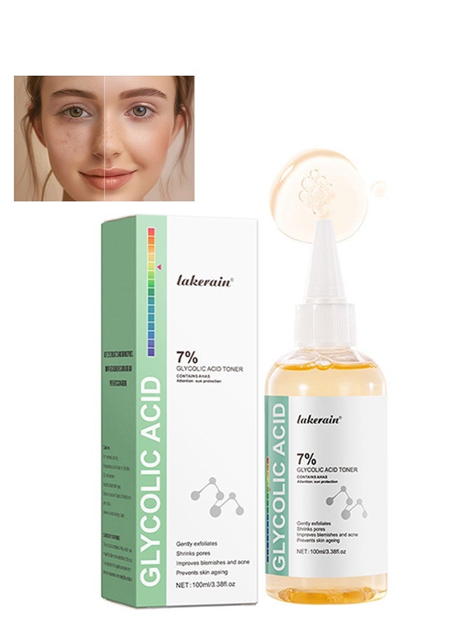 lakerain 7% Glycolic Acid Toner, Removing Acne, Reducing Acne Marks, Removing Closed Mouth Acne, And Repairing The Skin, Exfoliating Serum For Face, Hydrates And Reduces Skin Blemishes, 100ML - Image 1