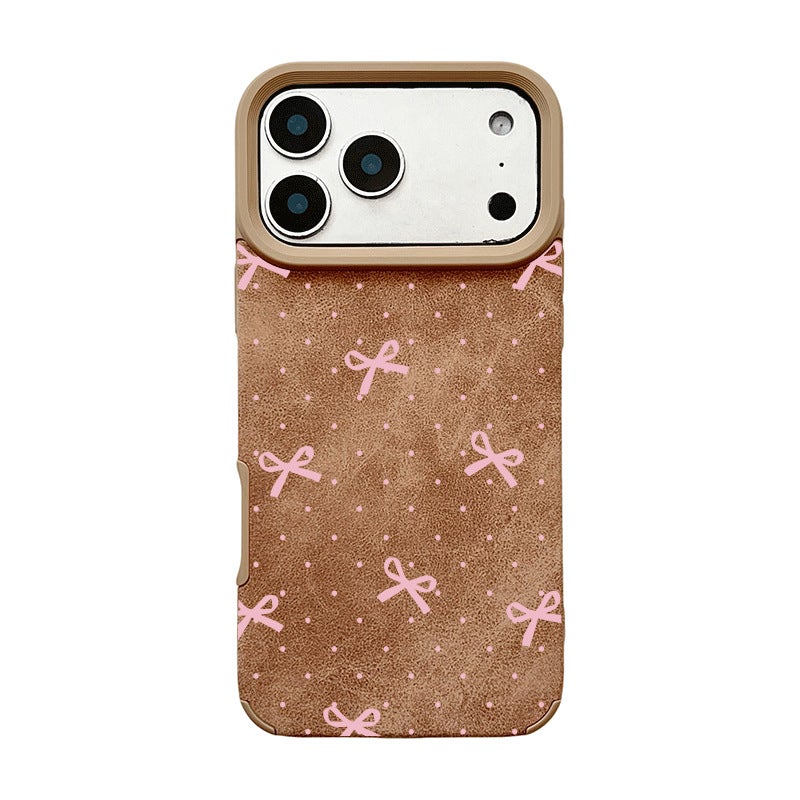 جراب هاتف Apple iPhone 17 Pro Max بتصميم أنيق ومبتكر على شكل فيونكة منقطة باللون الوردي لحماية الهاتف من الصدمات - Image 3