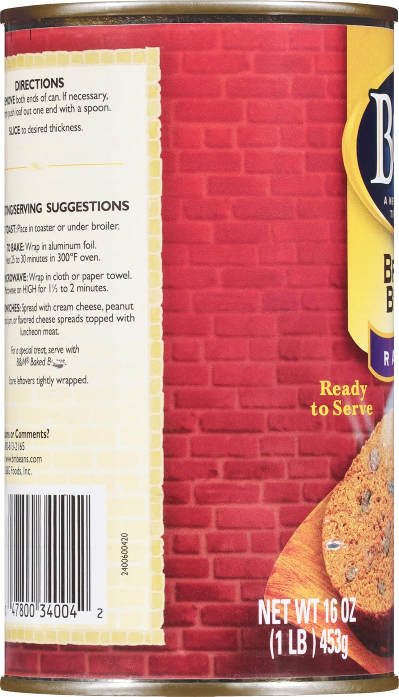 B&M Brown Bread, Raisin, 16 Ounce - Image 3