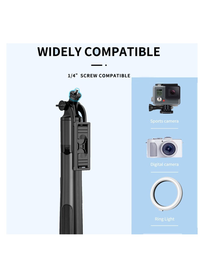 Long Selfie Stick,Reinforced Tripod Stand Upto 61 inch/156cm,Multi-function Bluetooth Selfie Stick with 1/4 Screw Compatible with Mobile Phone Camera for YouTube Photo Live Stream - Image 2