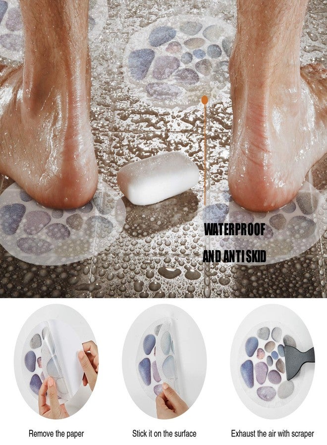 Secopad Non Slip Bathtub Stickers, 10 PCS Large Cobblestone Adhesive Anti Slip Decal Treads for Shower and Bath Tub with Premium Scraper - Image 3