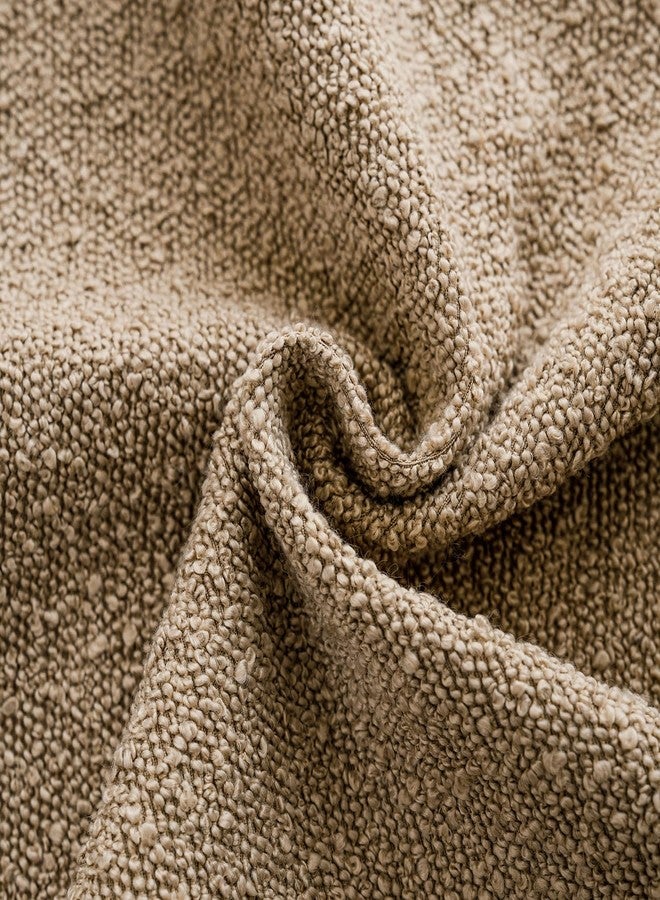 Foindtower Pack of 2, Decorative Textured Boucle Throw Pillow Covers Accent Solid Pillow Cases Cozy Soft Couch Cushion Case for Chair Sofa Bedroom Living Room Home Decor 22 x 22 Inch Taupe Khaki Camel - Image 2