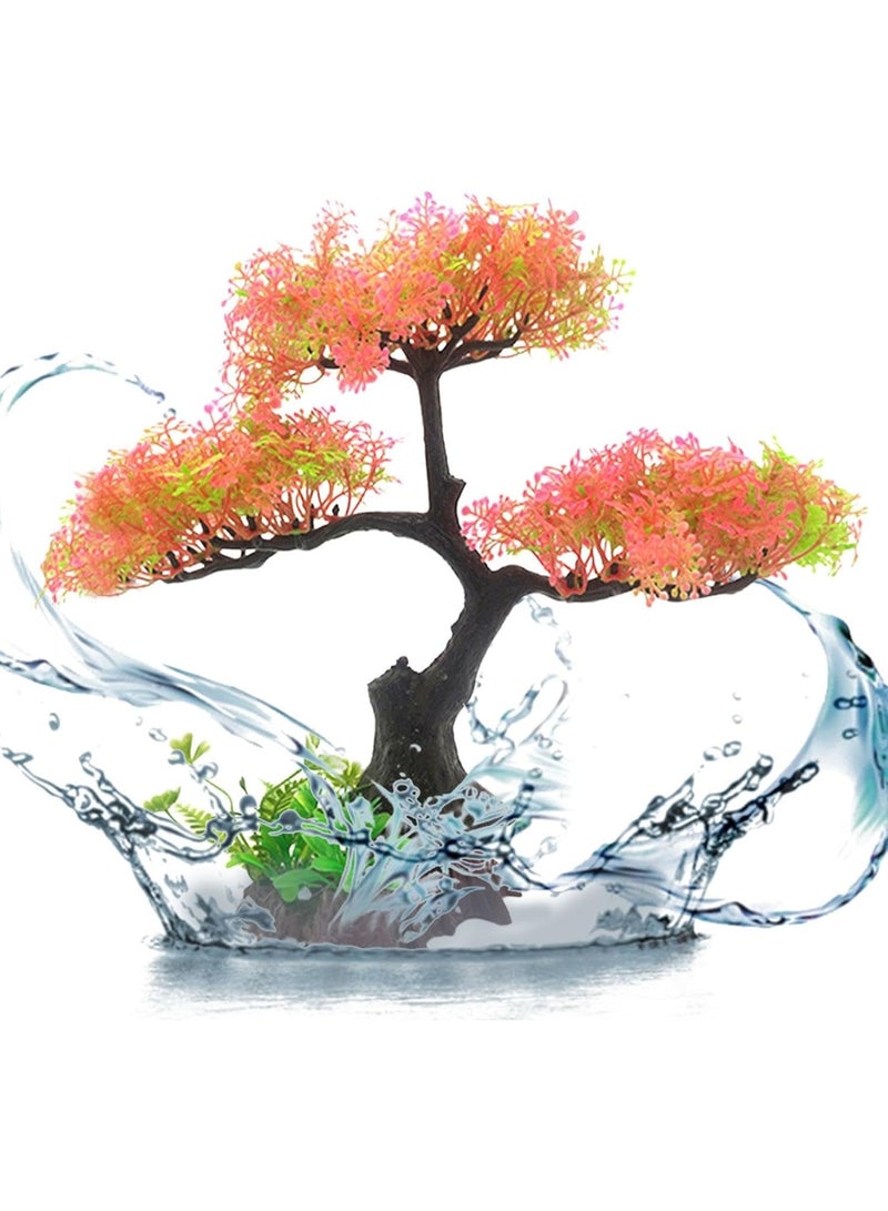 Soofam Fish Tank Plants - Artificial Fish Tank Decorations | Plant Waterscape, Blossom Tree & Grass Aquarium Decor Set, Hides Accessories for Decor - Image 5