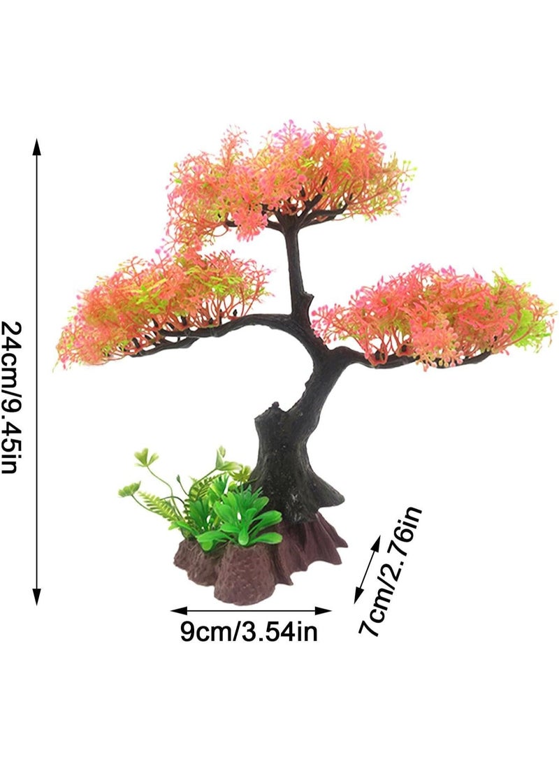 Soofam Fish Tank Plants - Artificial Fish Tank Decorations | Plant Waterscape, Blossom Tree & Grass Aquarium Decor Set, Hides Accessories for Decor - Image 4