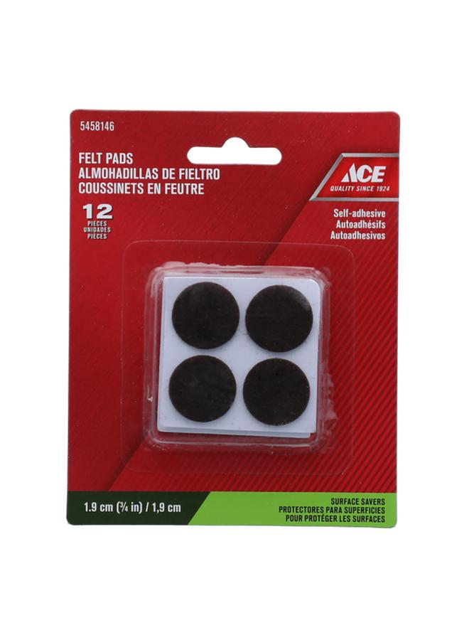 ACE 12-Piece Medium Duty Easy to Use Round Self-Adhesive Felt Pads Brown 3/4inch 9959 - Image 1