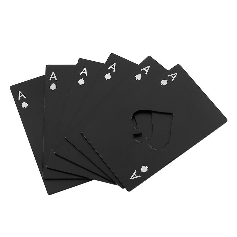 QLL مجموعة 6 عبوات فتاحة زجاجات من الفولاذ المقاوم للصدأ بحجم بطاقة الائتمان فتاحة زجاجات كازينو