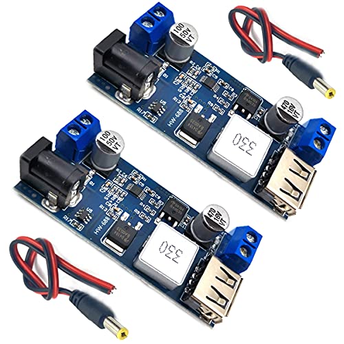 DEVMO 2Pcs 12v to 5v 5A Converter Step-Down Power Supply 24V / 12V to 5V 5A Voltage Regulator DC 9V-36V Step-Down to DC 5V-5.3V 3.5-6A Volt Transformer - Image 1