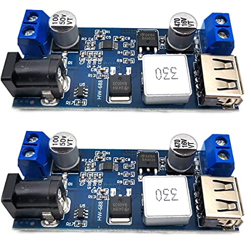 DEVMO 2Pcs 12v to 5v 5A Converter Step-Down Power Supply 24V / 12V to 5V 5A Voltage Regulator DC 9V-36V Step-Down to DC 5V-5.3V 3.5-6A Volt Transformer - Image 2