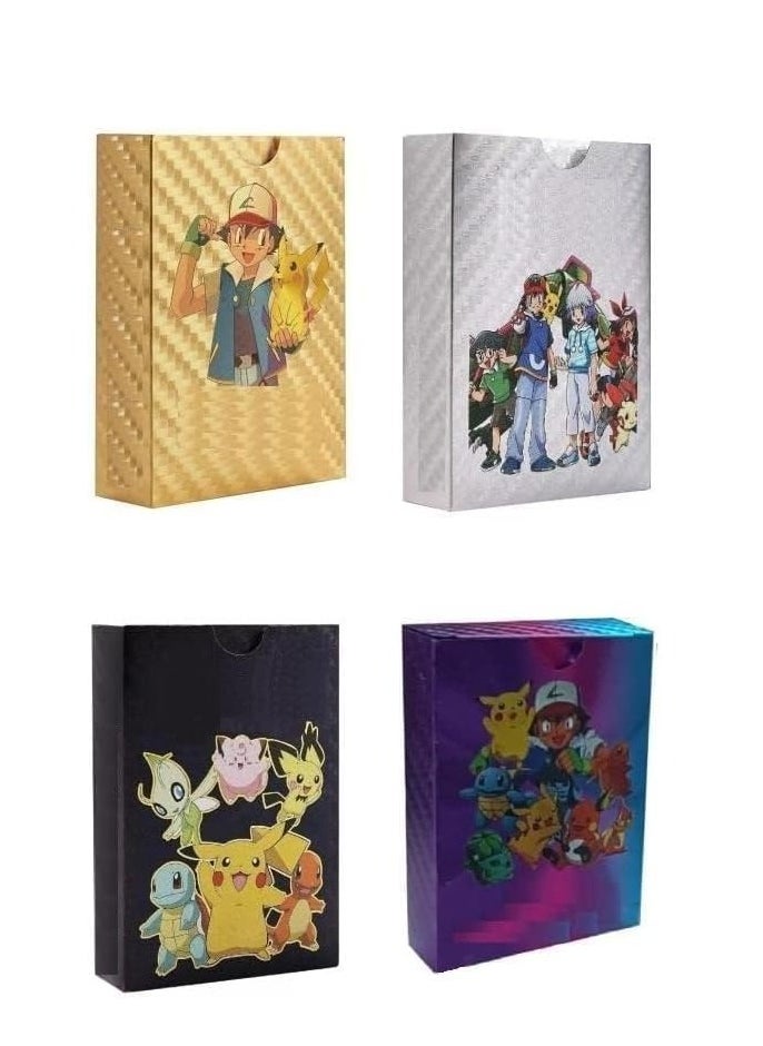 Generic Aikdnta 220 Pcs Playing Cards All Rare Series Golden Cards TCG Deck Box - Vstar V Series EX Vmax GX Rare (55 Gold+55 Black+55 Silver+55Rainbow) Pack of 4  - Image 1