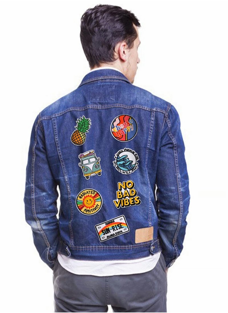 SYOSI - 10 Pieces Iron On Patches and Embroidered Iron On Patches for Clothing with Sewing Kit for Jackets Backpacks Jeans Backpacks and Clothes Each Embroidered Patch - Image 1