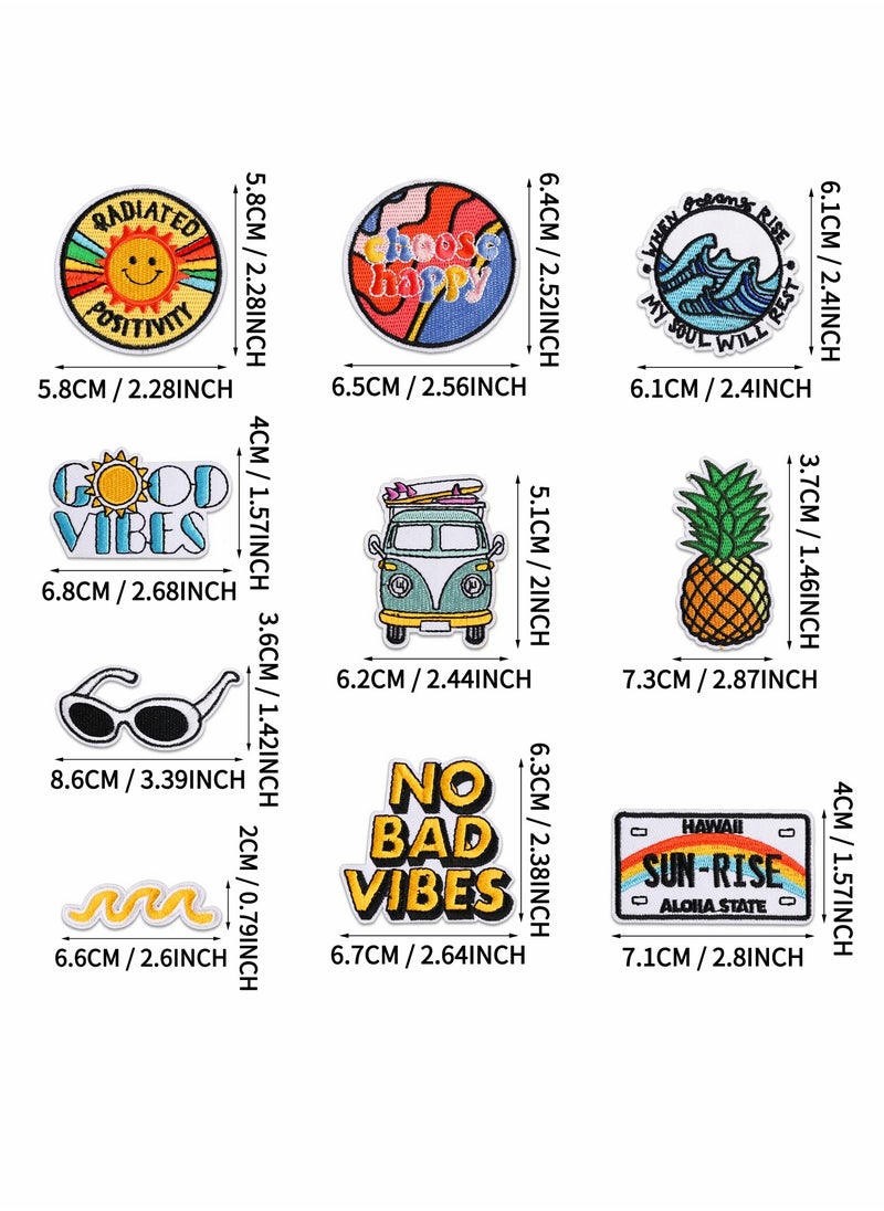 SYOSI - 10 Pieces Iron On Patches and Embroidered Iron On Patches for Clothing with Sewing Kit for Jackets Backpacks Jeans Backpacks and Clothes Each Embroidered Patch - Image 1