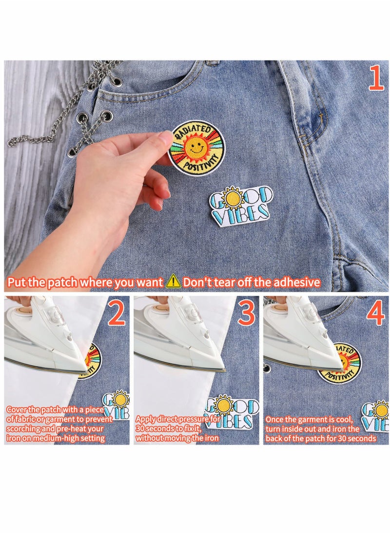 SYOSI - 10 Pieces Iron On Patches and Embroidered Iron On Patches for Clothing with Sewing Kit for Jackets Backpacks Jeans Backpacks and Clothes Each Embroidered Patch - Image 1