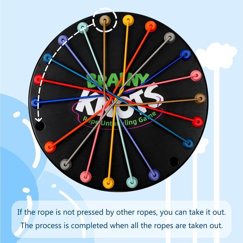 KASTWAVE Brainy Knots Rope Untangling Game, Strategy Puzzle Board Game for All Ages, Multi-Level Challenge, Problem-Solving & Cognitive Skills Development, Fun Family Game, Includes Portable Storage Bag - Image 4
