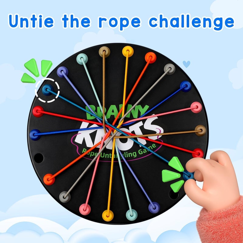 KASTWAVE Brainy Knots Rope Untangling Game, Strategy Puzzle Board Game for All Ages, Multi-Level Challenge, Problem-Solving & Cognitive Skills Development, Fun Family Game, Includes Portable Storage Bag - Image 2