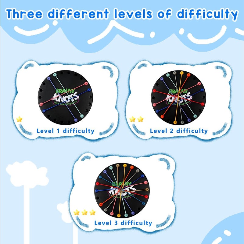 KASTWAVE Brainy Knots Rope Untangling Game, Strategy Puzzle Board Game for All Ages, Multi-Level Challenge, Problem-Solving & Cognitive Skills Development, Fun Family Game, Includes Portable Storage Bag - Image 3