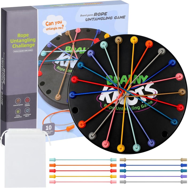 KASTWAVE Brainy Knots Rope Untangling Game, Strategy Puzzle Board Game for All Ages, Multi-Level Challenge, Problem-Solving & Cognitive Skills Development, Fun Family Game, Includes Portable Storage Bag - Image 1