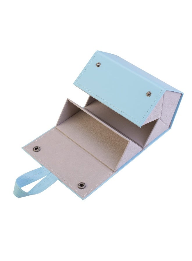 Leather Multiple Sunglasses Organizer Case Holder for Travel - Hard Shell Hanging Wall Eyeglasses Storage(5 Slots Blue) - Image 3