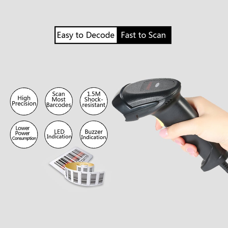 Handheld Wired USB Bi-directional Barcode Scanner Barcodes Scanning Bar-code Reader with Adjustable Stand - Image 5
