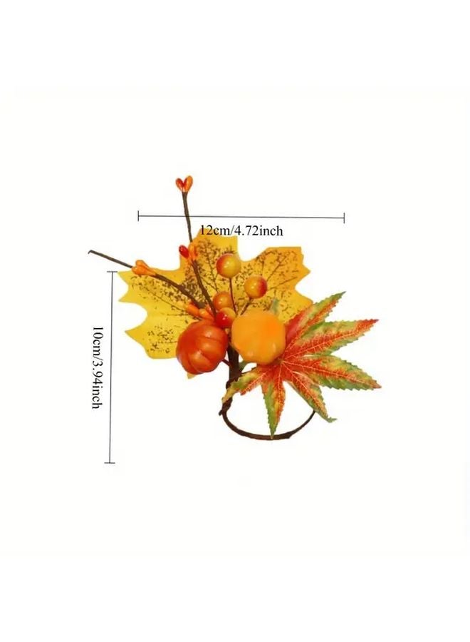 Orange Napkin Rings Double Pumpkin Maple Leaf Autumn Harvest Centerpiece Holder - Image 3