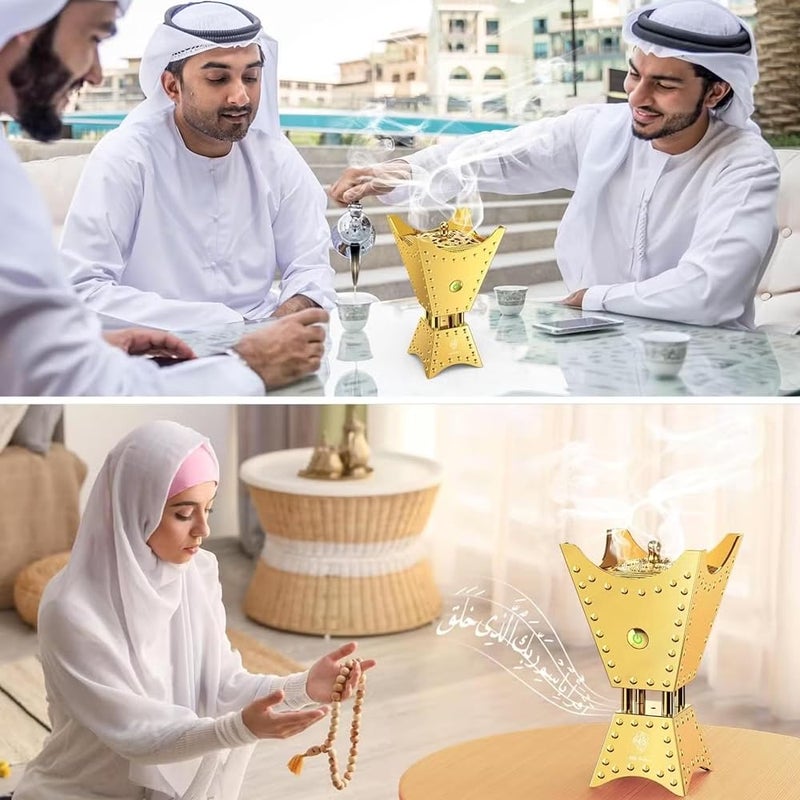 بيكي موقد البخور الكهربائي موقد بخور إسلامي مزود بمكبر صوت لقراءة القرآن الكامل موقد بخور عربي كهربائي مع مكبر صوت لقراءة القرآن الكامل، يدعم التحكم عن بعد وتطبيق – SQ-668 - Image 5