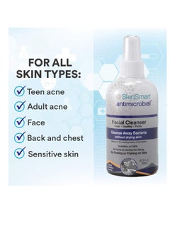 SkinSmart Antimicrobial SkinSmart Facial Cleanser for Acne, Targets Bacteria for Active Teenage Athletes Post Workout and Adult Acne, 8 oz Spray Bottle, Safe for Multiple Daily Uses  - Image 3