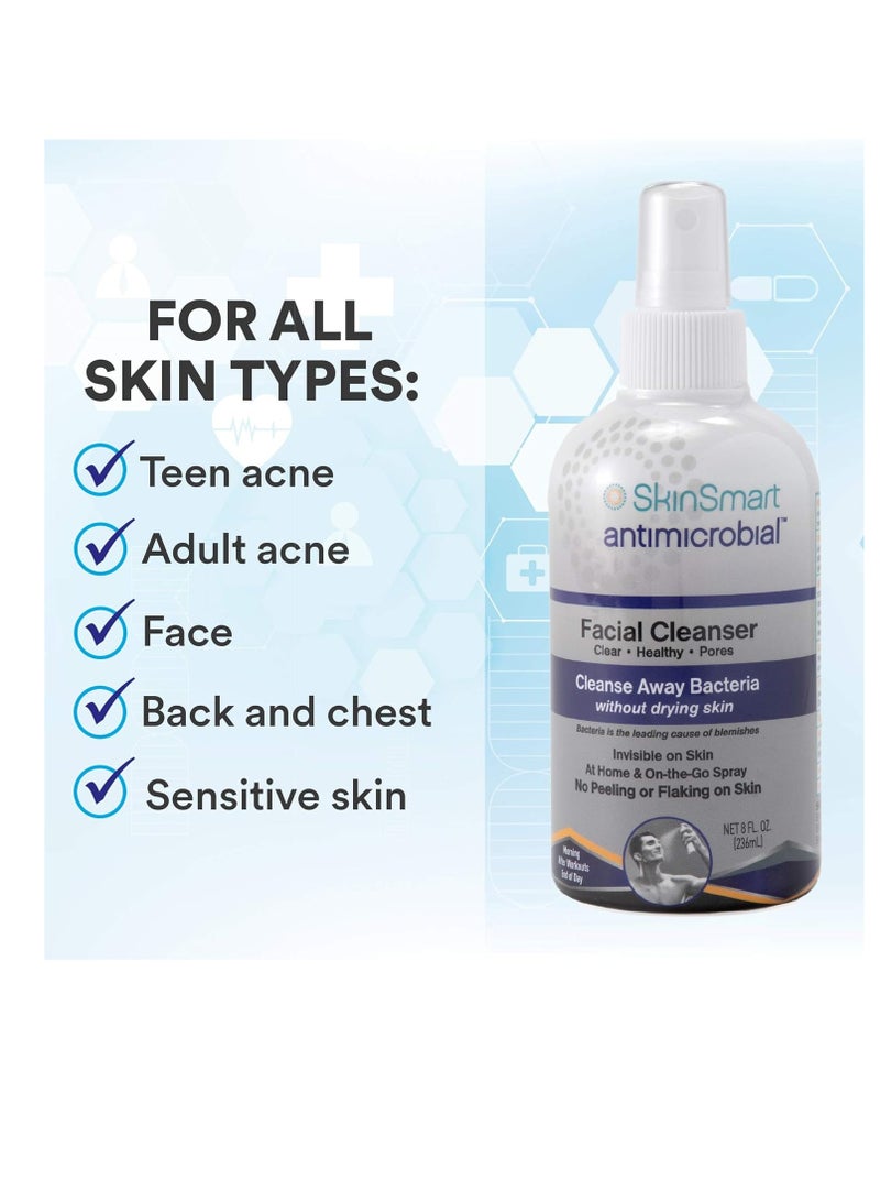 SkinSmart Antimicrobial SkinSmart Facial Cleanser for Acne, Targets Bacteria for Active Teenage Athletes Post Workout and Adult Acne, 8 oz Spray Bottle, Safe for Multiple Daily Uses  - Image 3