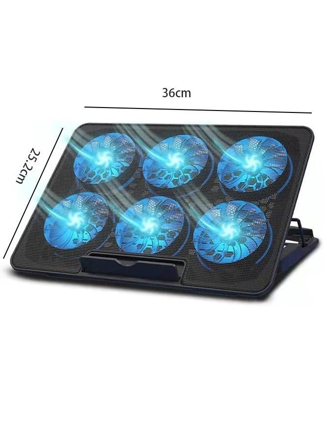 Laptop Cooling Pad, Adjustable Laptop Cooling Fan, Portable Laptop Cooler with 6 Quiet Fan LED Lights, Gaming Laptop Cooling Pad for Laptops Below 18 Inches - Image 2
