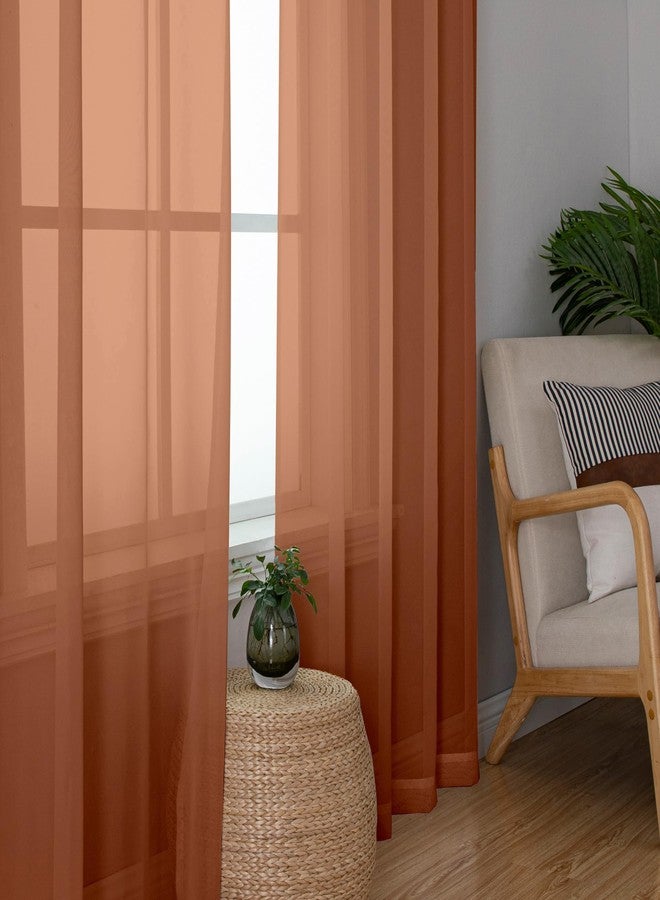 Simplebrand Orange Sheer Curtains 63 Inch Length 2 Panels, Rod Pocket Solid Color Window Sheer Curtain Panels, Elegant Curtains & Drapes for Living Room, Bedroom (42" W x 63" L) - Image 5