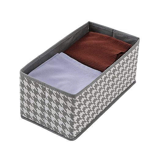 House of Quirk Non-Woven Foldable Clothing Storage Box Closet Dresser Drawer Organizer Cube Basket Bins Containers Divider With Drawers Set Of 8(Grey Houndstooth),28x28x13 cm - Image 3
