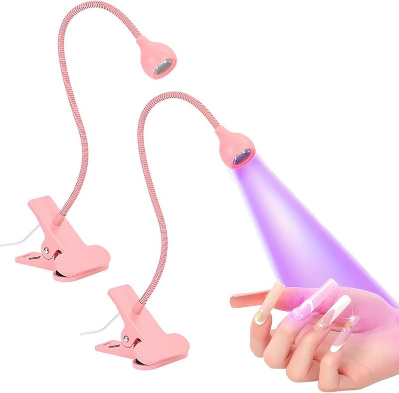 Pink USB Nail Dryer Lamp 2 Pack Flexible Gooseneck Manicure Light - Image 1