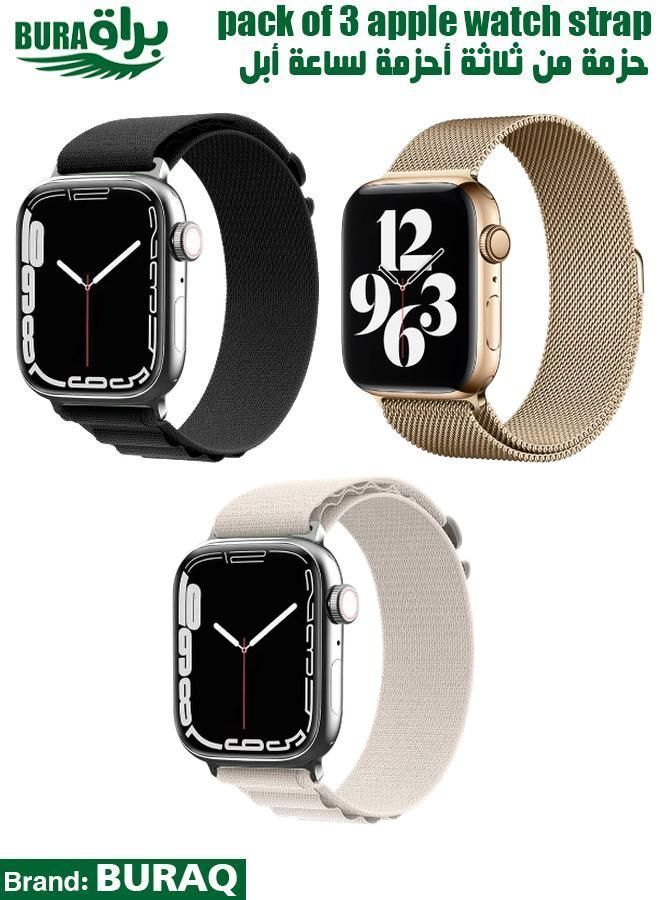 BURAQ Apple Watch Band Strap For Apple Watch Ultra 2/Ultra 49mm, Series 10 46mm, 9/8/7 45mm, SE2/SE/6/5/4 44mm, 3/2/1 42mm