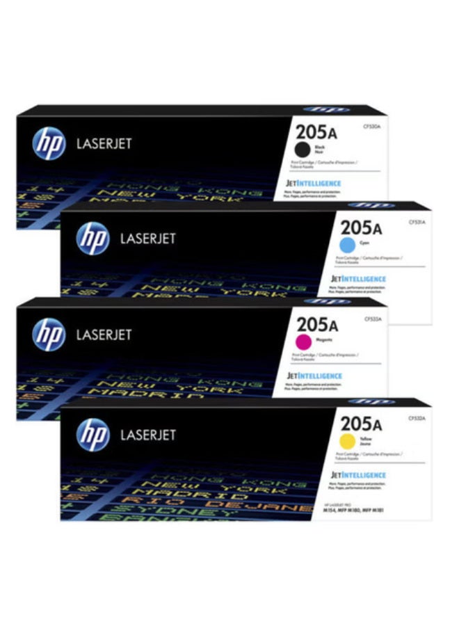 HP Toner HP 205A Toner Cartridge Set 4 Pack | Black Cyan Yellow Magenta Laser Toner Cartridges | Compatible with HP Color LaserJet Pro M180n, M181fw | CF530A CF531A CF532A CF533A - Image 1