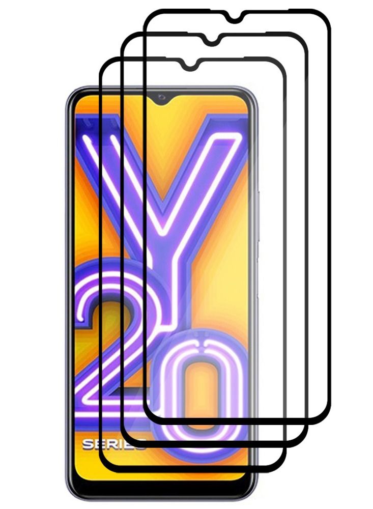 CATANES 3 Pack For Vivo Y20i Screen Protector Tempered Glass Full Glue Back - Image 2