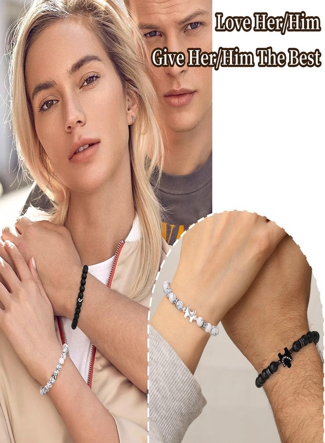Sistble Gifts for Girlfriend, Girlfriend Birthday Gifts Matching Bracelets for Bf and Gf Black White Beaded Bracelets Couple Heart Love Gift for Her Anniversary Graduation Christmas Gift - Image 4