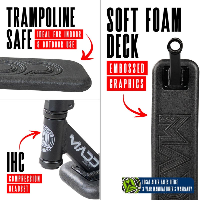 Madd Gear Bounce Trampoline Pro Scooter for Tricks â€“ Real Headtube, Pro T-Bar, Foam Deck â€“ Indoor & Outdoor Stunt Practice â€“ Madd Gear (Black) - Image 3