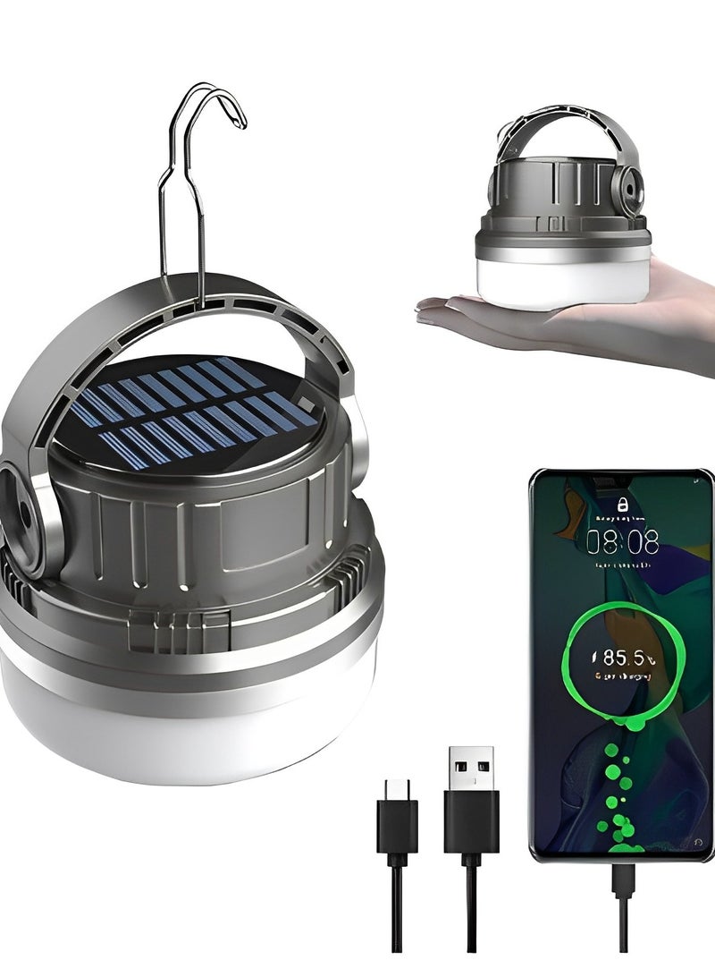 Generic Solar LED Camping Lantern, USB Rechargeable Camping Lamp Flashlights & Power Bank, Camping Light Waterproof Portable Outdoor Tent Light for Hurricane, Power Outages, Home, Hiking Fishing Camping - Image 1