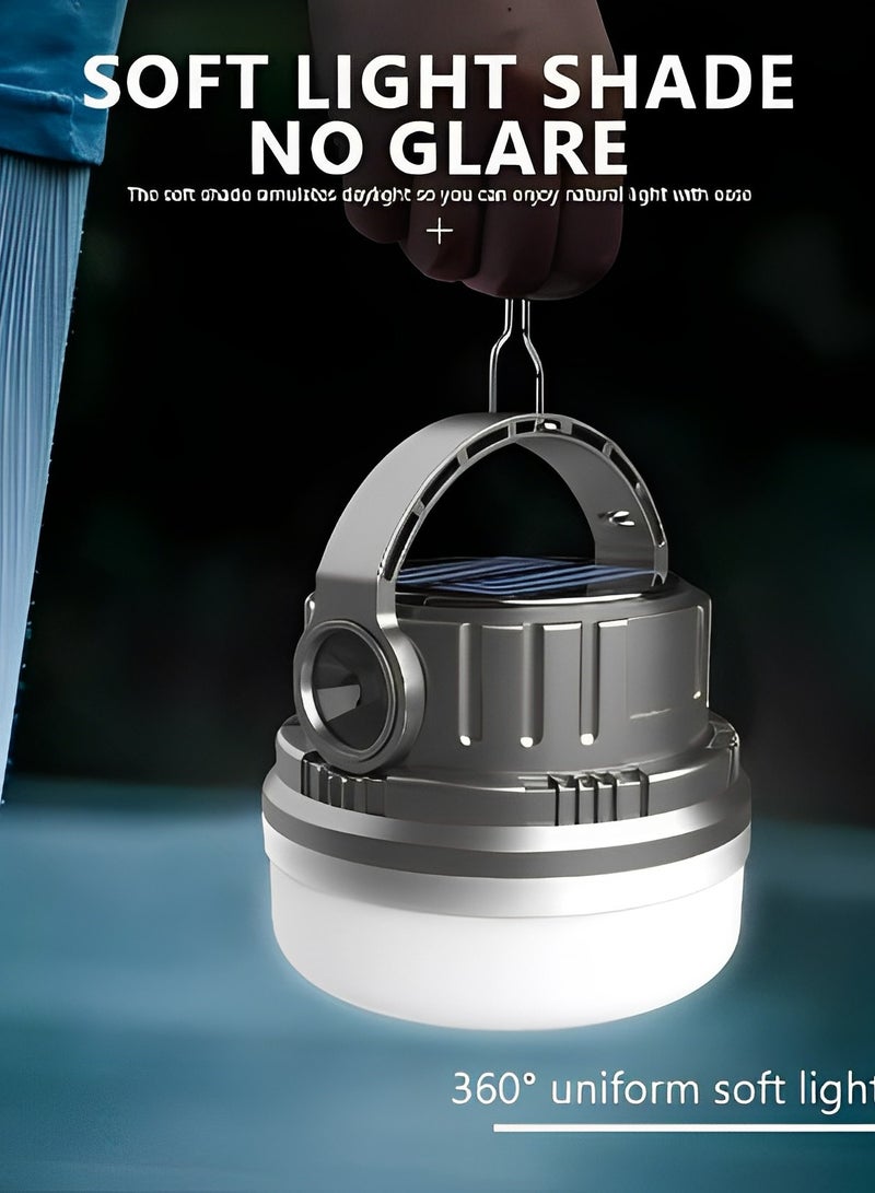 Generic Solar LED Camping Lantern, USB Rechargeable Camping Lamp Flashlights & Power Bank, Camping Light Waterproof Portable Outdoor Tent Light for Hurricane, Power Outages, Home, Hiking Fishing Camping - Image 2