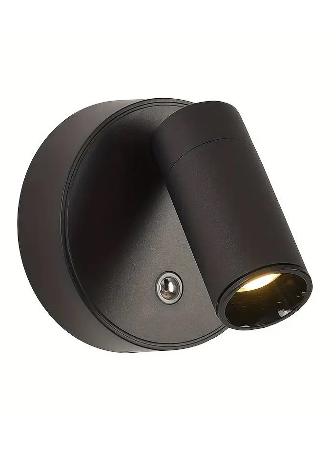 Goeco Rechargeable 360 ​​Degree Rotating LED Wall Light , Magnetic Touch-Dimmable Spotlight BLACK  - Image 1