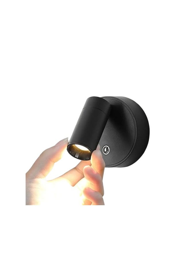 Goeco Rechargeable 360 ​​Degree Rotating LED Wall Light , Magnetic Touch-Dimmable Spotlight BLACK  - Image 2