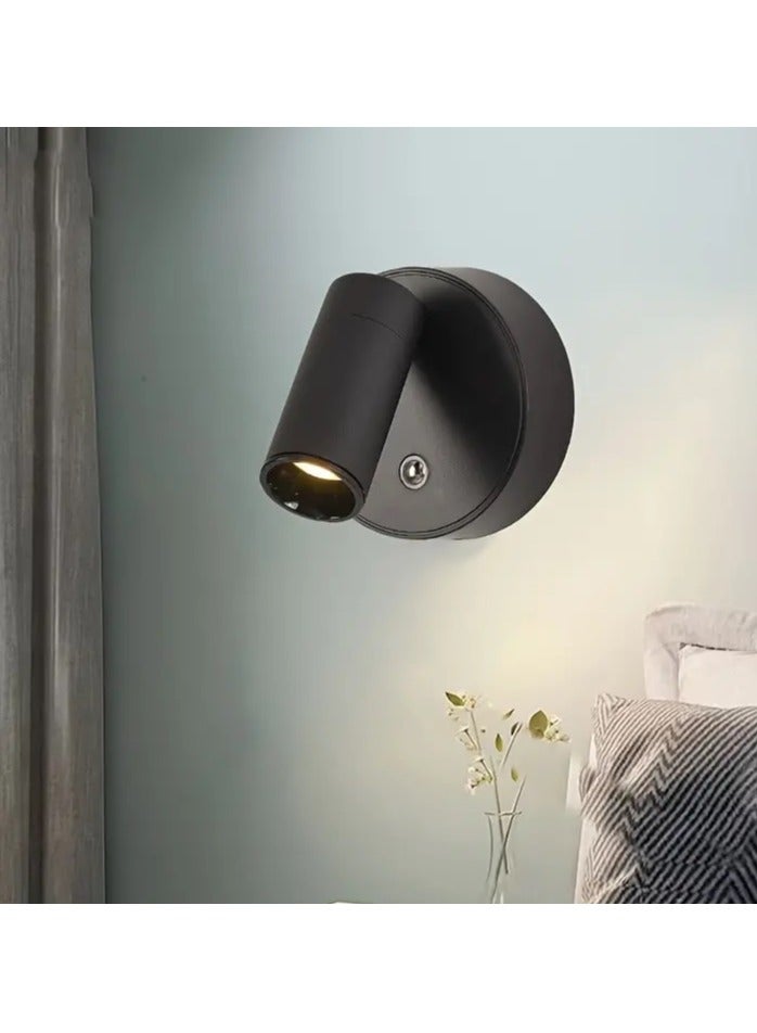 Rechargeable 360 ​​Degree Rotating LED Wall Light , Magnetic Touch-Dimmable Spotlight BLACK