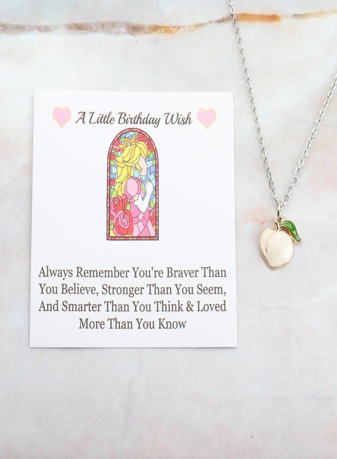 WUSUANED Peach Inspired Necklace Princess Birthday Gift Peachs Birthday Wish Necklace Peach Party Gift - Image 3