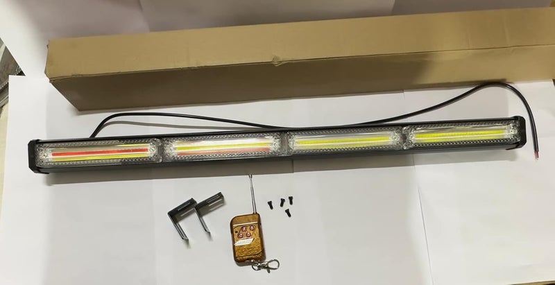 AUTO MT شريط ضوء ستروب LED 2 COB و 4 COB مصابيح فلاش LED شريط ضوء مصغر لسيارات الدفع الرباعي 4X4 والشاحنات (4 COB، أحمر أزرق أبيض) - Image 2