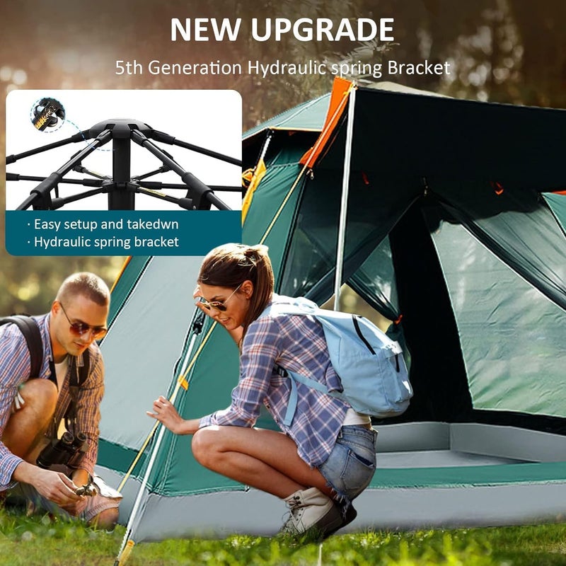 TDOO 3-4 Person Lightweight Camping Tent, Instant Pop Up Tent 30S Setup, Automatic Family Camp Tent Outdoor, Waterproof Hiking Dome Tent with Carry Bag and Removable Rainfly for Backpacking, Trip,Beach - Image 4