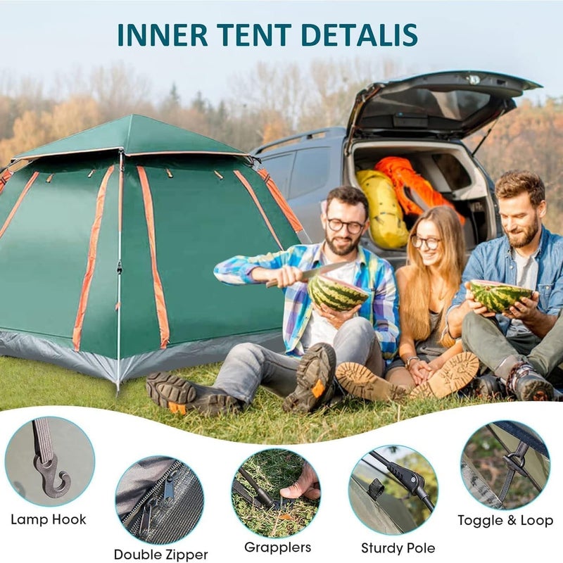 TDOO 3-4 Person Lightweight Camping Tent, Instant Pop Up Tent 30S Setup, Automatic Family Camp Tent Outdoor, Waterproof Hiking Dome Tent with Carry Bag and Removable Rainfly for Backpacking, Trip,Beach - Image 2