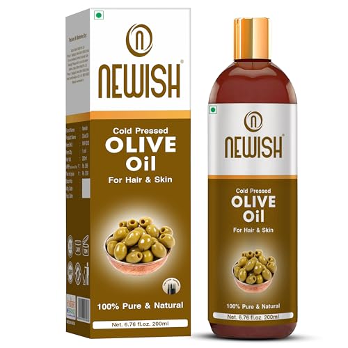 Newish Olive Oil for Hair, Skin & Body Massage | 200ml | Pure & Cold Pressed Olive Oil for Dry Scalp, Frizz Control & Glowing Skin | Non-Sticky Hair Oil for Men & Women - Image 1