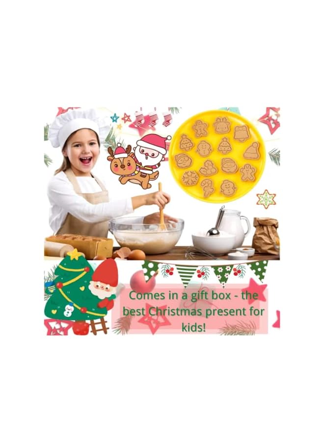 S-TOP 10 Pieces Christmas Cookie Cutters Snowman, Elk, Christmas tree Socks Mini Christmas Cookie Stamps Christmas Shapes 3D Plastic Cookie Cutters for Kids Fondant Cookie Baking - Image 4