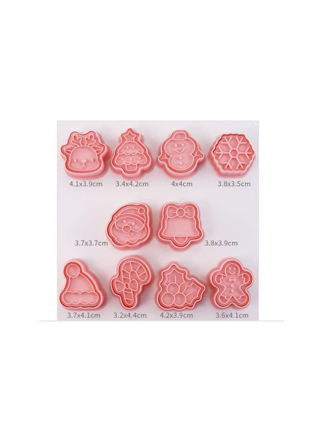 S-TOP 10 Pieces Christmas Cookie Cutters Snowman, Elk, Christmas tree Socks Mini Christmas Cookie Stamps Christmas Shapes 3D Plastic Cookie Cutters for Kids Fondant Cookie Baking - Image 5